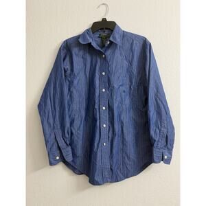 Lauren Ralph Lauren Women's Button Down Shirt Blue Size Medium Long Sleeve